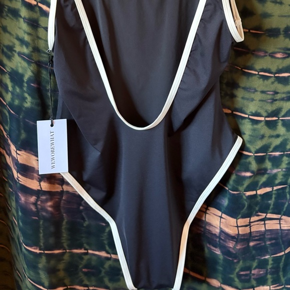 SMALL NWT CottageCore  WeWoreWhat Black & White Bridesmaid Bridal Swimsuit - Picture 6 of 8